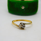 Victorian 18ct Yellow Gold 0.1ct Diamond Crossover Ring Antique c1890