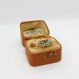 9ct Yellow Gold, Turquoise & Seed Pearl Band Ring 1877 Chester Antique