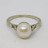 Victorian 9ct Gold, Pearl & Diamond Set Cocktail Ring Antique c1930 Art Deco