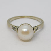 Victorian 9ct Gold, Pearl & Diamond Set Cocktail Ring Antique c1930 Art Deco