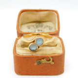9ct Yellow Gold Blue Topaz Crossover Ring Antique c1920 Art Deco