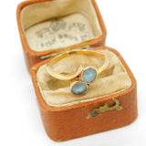 9ct Yellow Gold Blue Topaz Crossover Ring Antique c1920 Art Deco