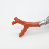 Victorian Sterling Silver & Natural Coral Baby Rattle & Teether Antique 1900