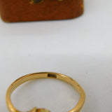 9ct Yellow Gold Blue Topaz Crossover Ring Antique c1920 Art Deco