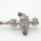 Victorian Sterling Silver & Natural Coral Baby Rattle & Teether Antique 1900