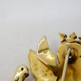 Sterling Silver Gilt, Blue-Red Enamel Winged Lion with Sword Brooch Vintage 1999