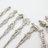 Set of Eleven .800 Silver Italian Souvenir Terminal Cocktail Sticks Vintage 1960