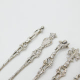 Set of Eleven .800 Silver Italian Souvenir Terminal Cocktail Sticks Vintage 1960