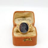 9ct Yellow Gold Haematite Centurion Signet Ring Vintage 1969 London