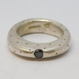Studio Jewellery Sterling Silver Black Diamond Dress Ring Vintage 2007 Sheffield
