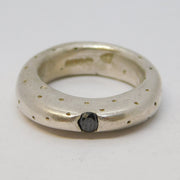 Studio Jewellery Sterling Silver Black Diamond Dress Ring Vintage 2007 Sheffield