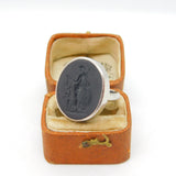 Georgian Sterling Silver Carved Basalt Intaglio Aphrodite Seal Ring c1820 Antique