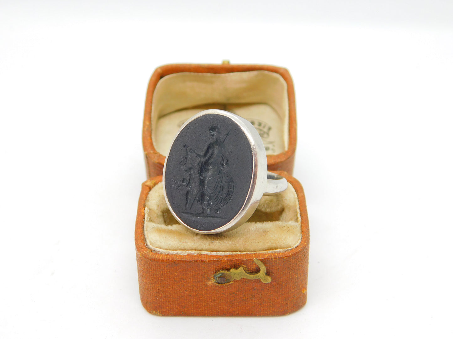 Georgian Sterling Silver Carved Basalt Intaglio Aphrodite Seal Ring c1820 Antique