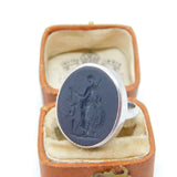 Georgian Sterling Silver Carved Basalt Intaglio Aphrodite Seal Ring c1820 Antique
