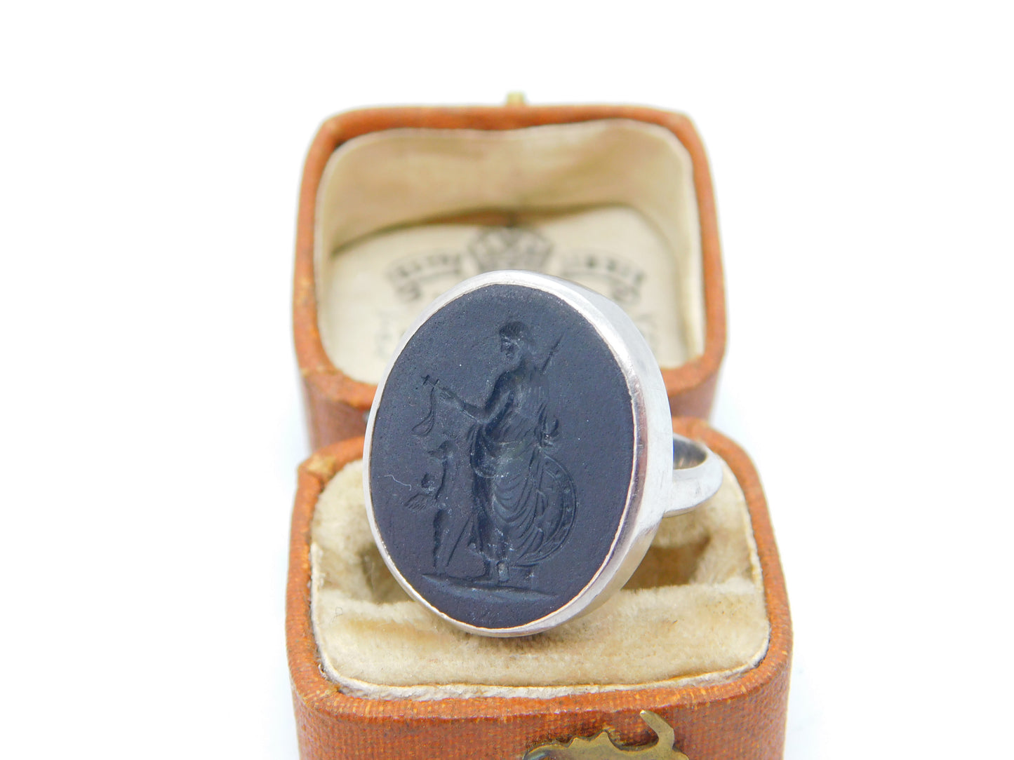 Georgian Sterling Silver Carved Basalt Intaglio Aphrodite Seal Ring c1820 Antique