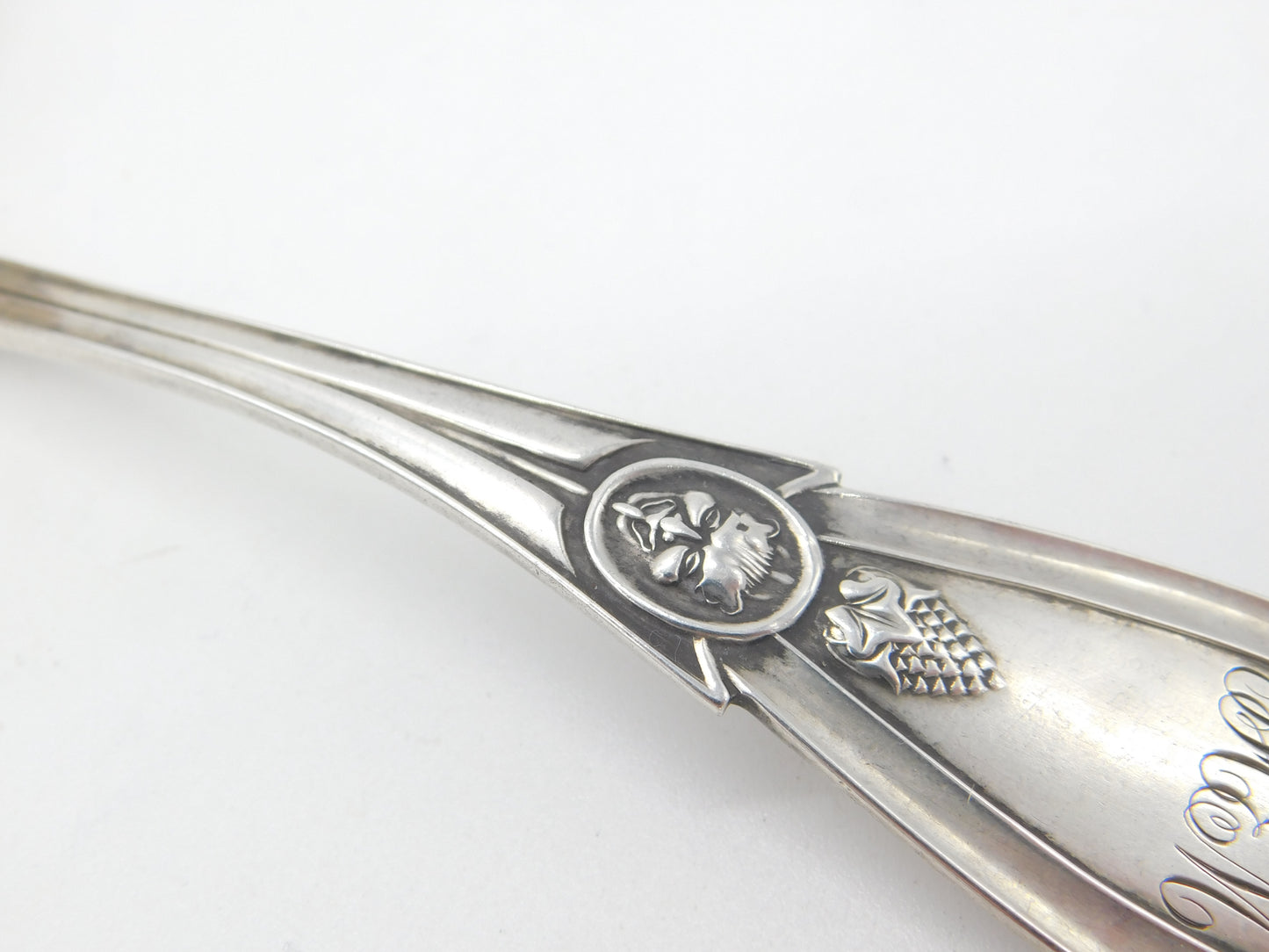 American Sterling Silver Caster Spoon with Ram Detail Antique c1900 Art Nouveau