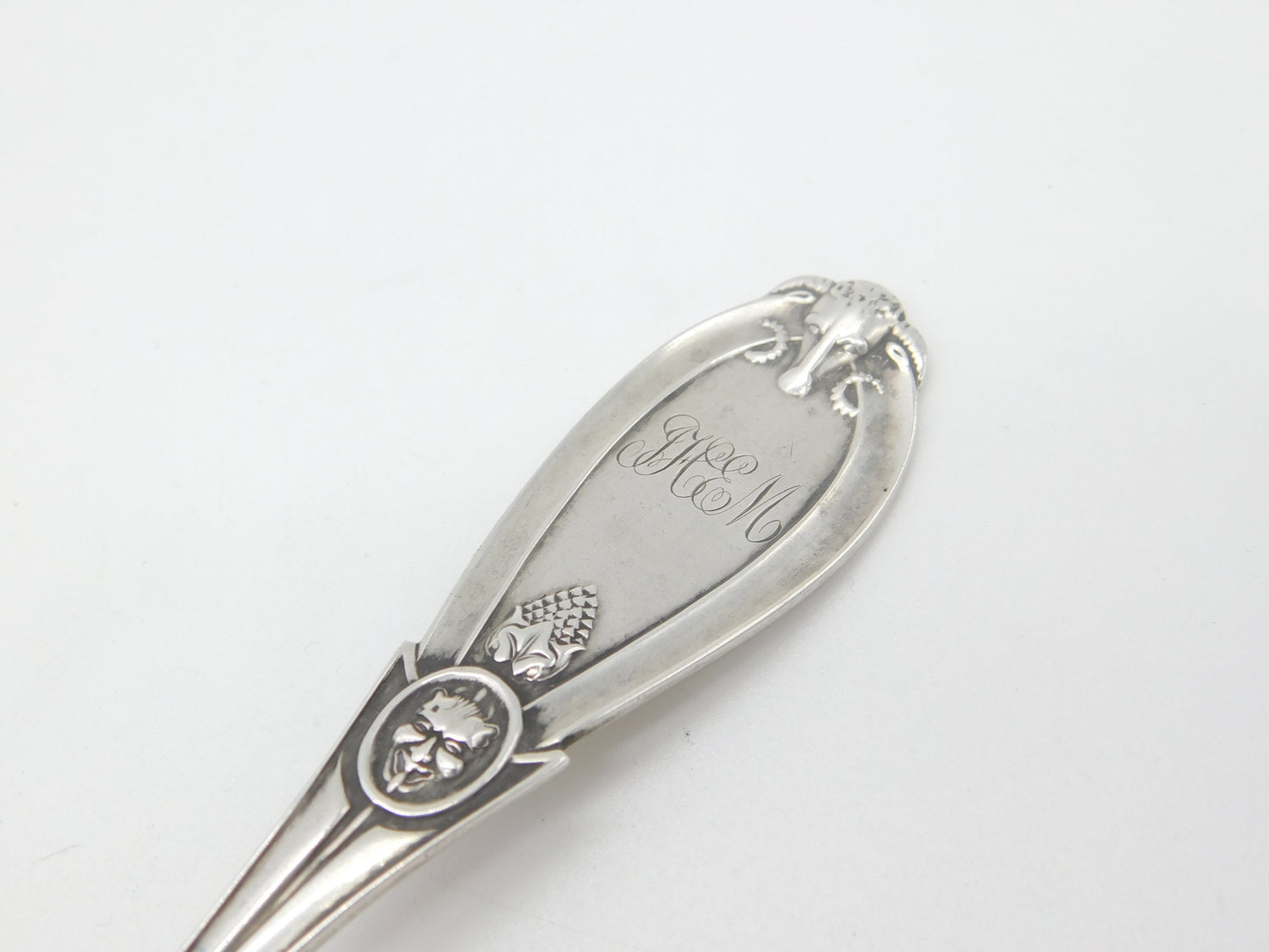 American Sterling Silver Caster Spoon with Ram Detail Antique c1900 Art Nouveau