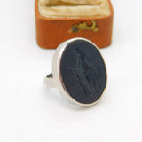 Georgian Sterling Silver Carved Basalt Intaglio Aphrodite Seal Ring c1820 Antique