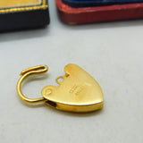 9ct Yellow Gold Floral Etched Heart Lock Padlock Charm Vintage 1970 London