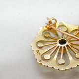 Edwardian 9ct Yellow Gold, Sapphire & Seed Pearl Floral Pendant Antique c1910