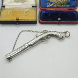 Victorian Sterling Silver Blunderbuss Gun Sewing Needle Case Antique c1850 French
