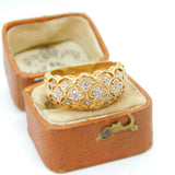 14ct Yellow Gold Daisy Flower Pattern Diamond Set Dress Ring Vintage c1990
