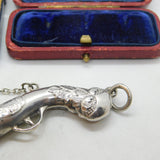 Victorian Sterling Silver Blunderbuss Gun Sewing Needle Case Antique c1850 French