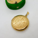 9ct Yellow Gold Floral Pattern Portrait Locket Pendant Vintage 1965 Birmingham