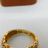 14ct Yellow Gold Daisy Flower Pattern Diamond Set Dress Ring Vintage c1990