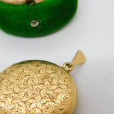 9ct Yellow Gold Floral Pattern Portrait Locket Pendant Vintage 1965 Birmingham