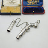 Victorian Sterling Silver Blunderbuss Gun Sewing Needle Case Antique c1850 French