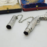 Victorian Sterling Silver Blunderbuss Gun Sewing Needle Case Antique c1850 French