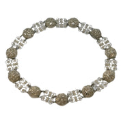 Victorian Sterling Silver Floral Choker Button Necklace Antique c1860