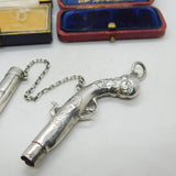 Victorian Sterling Silver Blunderbuss Gun Sewing Needle Case Antique c1850 French