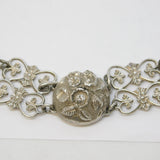 Victorian Sterling Silver Floral Choker Button Necklace Antique c1860