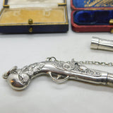 Victorian Sterling Silver Blunderbuss Gun Sewing Needle Case Antique c1850 French