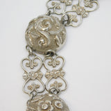 Victorian Sterling Silver Floral Choker Button Necklace Antique c1860