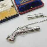 Victorian Sterling Silver Blunderbuss Gun Sewing Needle Case Antique c1850 French