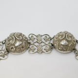 Victorian Sterling Silver Floral Choker Button Necklace Antique c1860