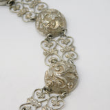 Victorian Sterling Silver Floral Choker Button Necklace Antique c1860