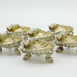Victorian Set of Six Sterling Silver Dolphin Salt Cellars Antique 1870 London