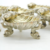 Victorian Set of Six Sterling Silver Dolphin Salt Cellars Antique 1870 London