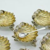 Victorian Set of Six Sterling Silver Dolphin Salt Cellars Antique 1870 London
