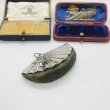 Rare Fan Shaped Sterling Silver Pin Cushion Antique 1913 Art Deco Birmingham