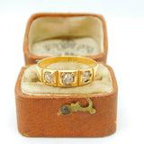 Victorian 18ct Yellow Gold & 0.4ct Diamond Three Stone Ring Antique c1880