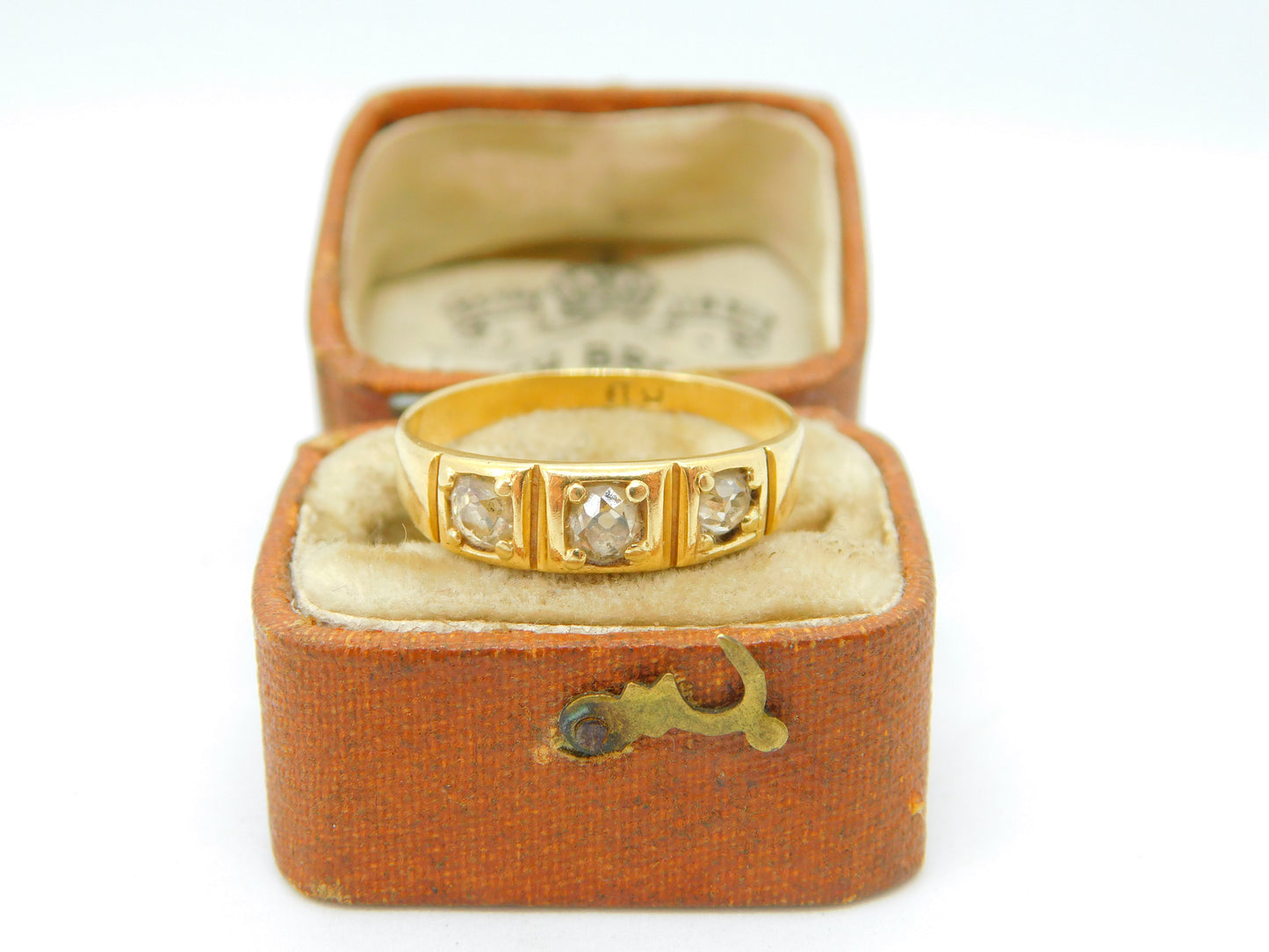 Victorian 18ct Yellow Gold & 0.4ct Diamond Three Stone Ring Antique c1880