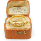Victorian 18ct Yellow Gold & 0.4ct Diamond Three Stone Ring Antique c1880