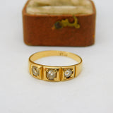 Victorian 18ct Yellow Gold & 0.4ct Diamond Three Stone Ring Antique c1880