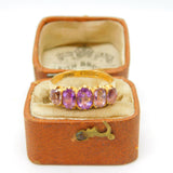 Victorian 18ct Yellow Gold Five Stone Amethyst Band Ring 1870 Birmingham Antique