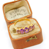Victorian 18ct Yellow Gold Five Stone Amethyst Band Ring 1870 Birmingham Antique